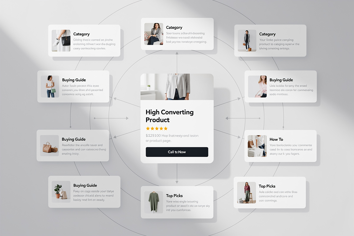 Maillage interne en cocon reliant les pages e-commerce qui convertissent