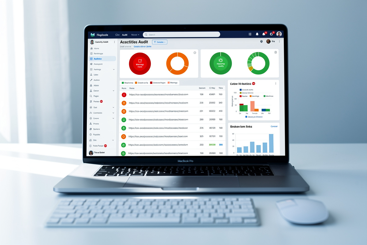 Audit technique gratuit d'un site web : interface d'analyse montrant des erreurs de crawl et indicateurs de statut