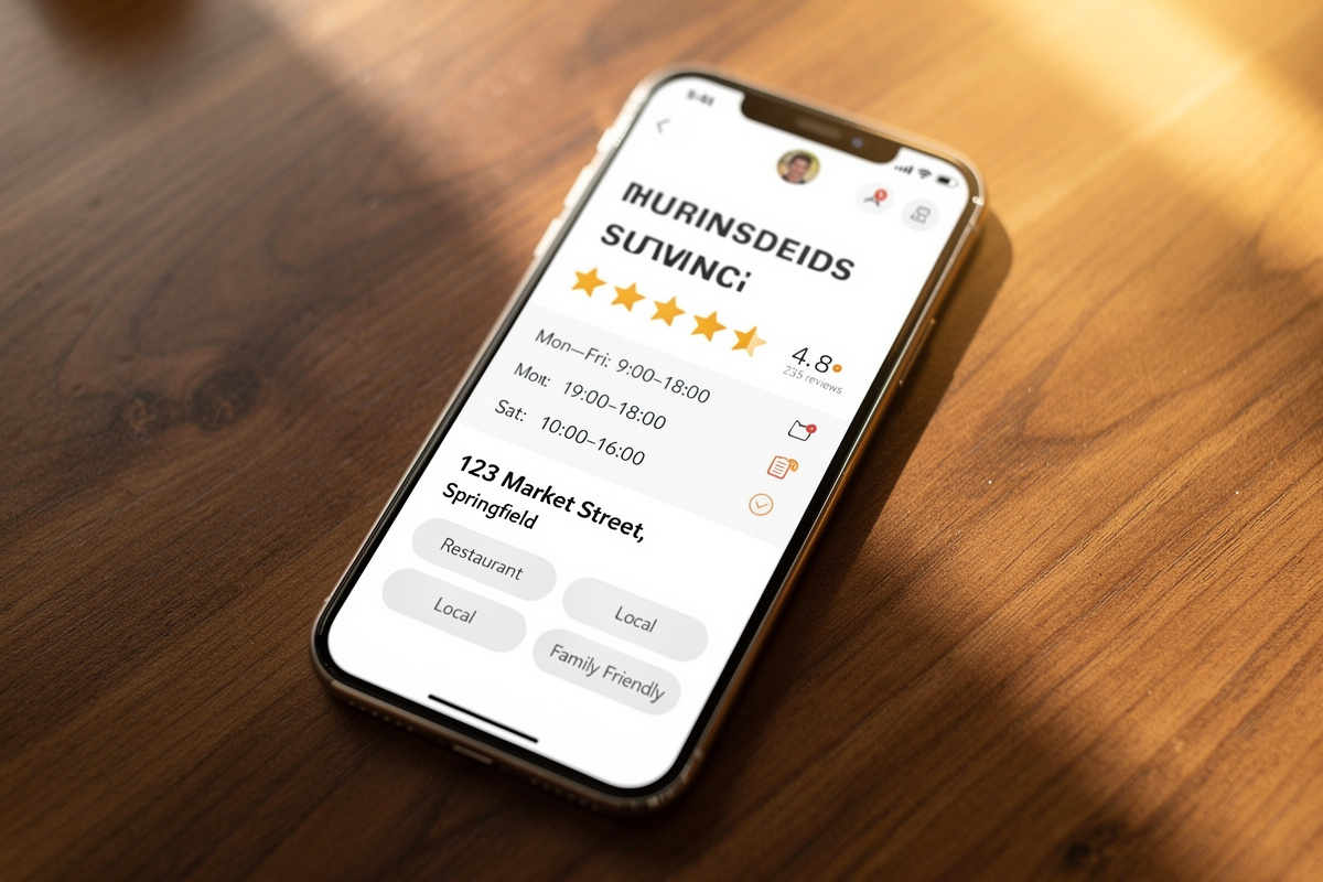 Fiche Google Business Profile complète et optimisée consultée par les IA génératives pour la visibilité locale